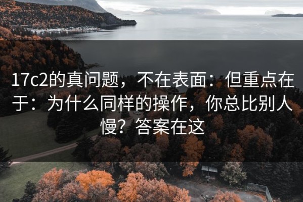17c2的真问题，不在表面：但重点在于：为什么同样的操作，你总比别人慢？答案在这